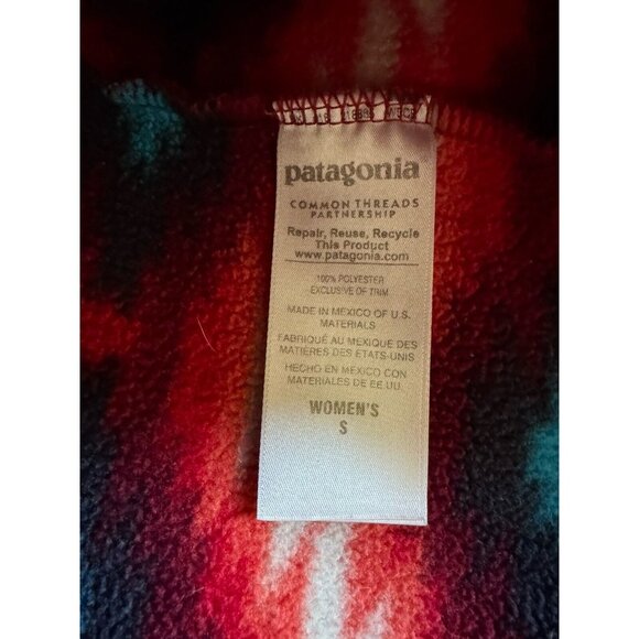 Women's PATAGONIA Synchilla Snap-T Pullover fleece Sz S Red Wild Desert Aztec‎ - Picture 8 of 8